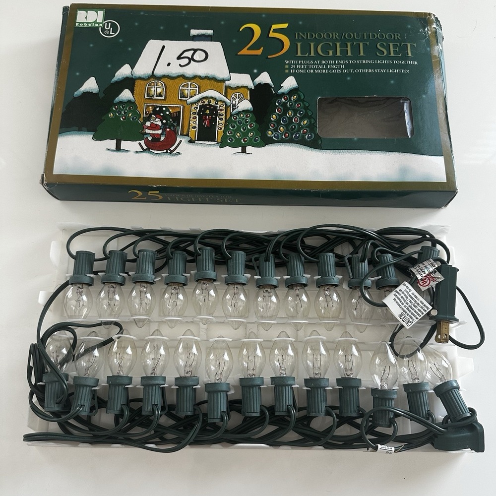 VTG RDI 25 Lights Christmas White Light Set Indoor/ Outdoor - Picture 3 of 7
